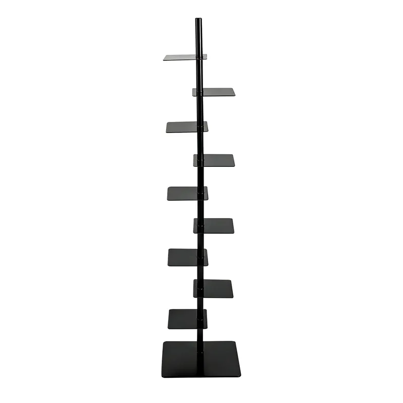 Metal Spine Bookshelf 9-Tier Metal Vertical Bookshelf DIY Spine Book Tower, 67" H Vertical Spine Book Tower