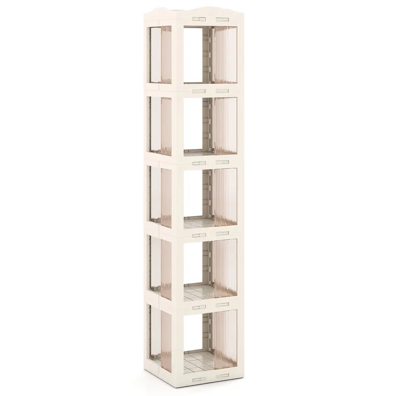 360° Spinning Bookcase w/ Swivel Base, 5-Tier Revolving Bookshelf