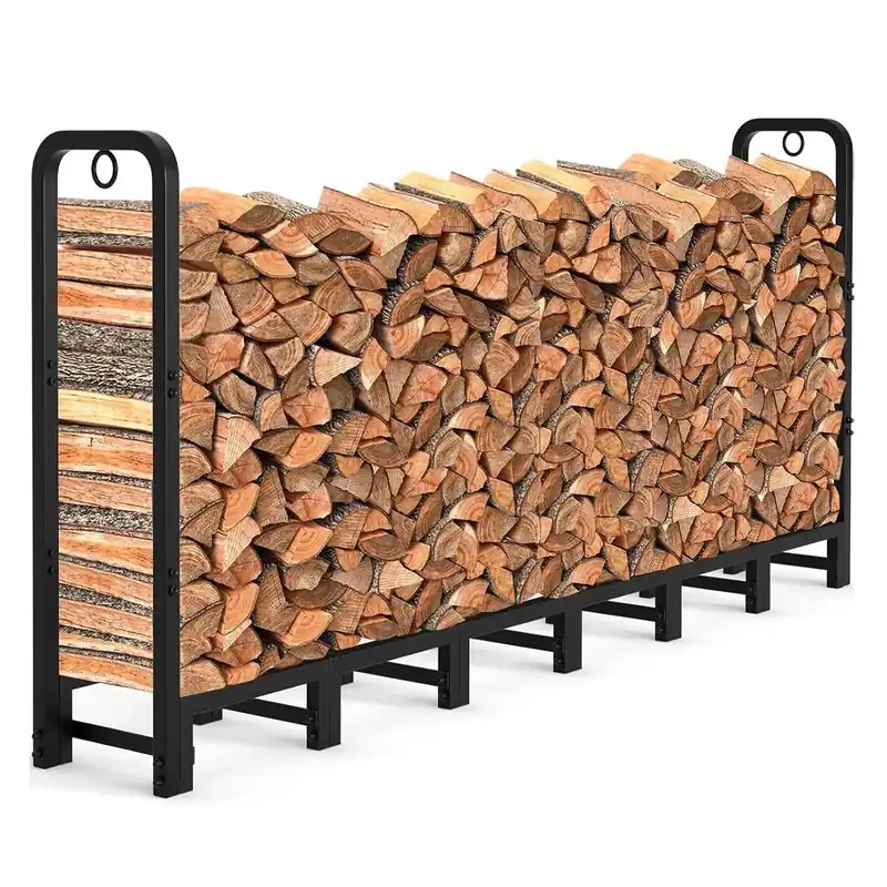 8ft Large Firewood Rack Outdoor, Metal Wood Rack For Fireplace Indoor & Outdoor,Wood