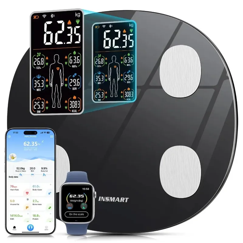 Smart Scale for Body Weight Allinone LCD Display Bathroom Weight Scales Body Fat Scale Bluetooth Digital Smart