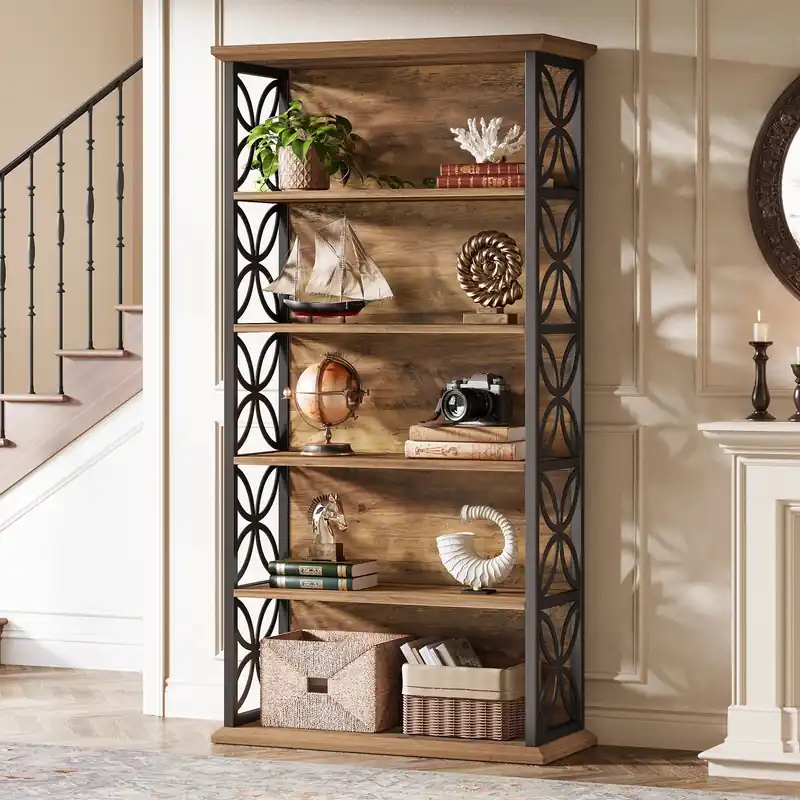 Tribesigns 71" Tall Bookshelf, 6-Tier Industrial Bookcase with Metal Frame