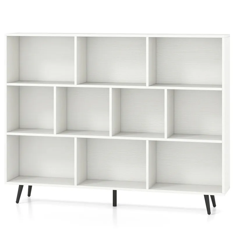 10 Cube Bookcase w/ 5 Metal Legs 2 Anti-tip Devices Display Cabinet Rack