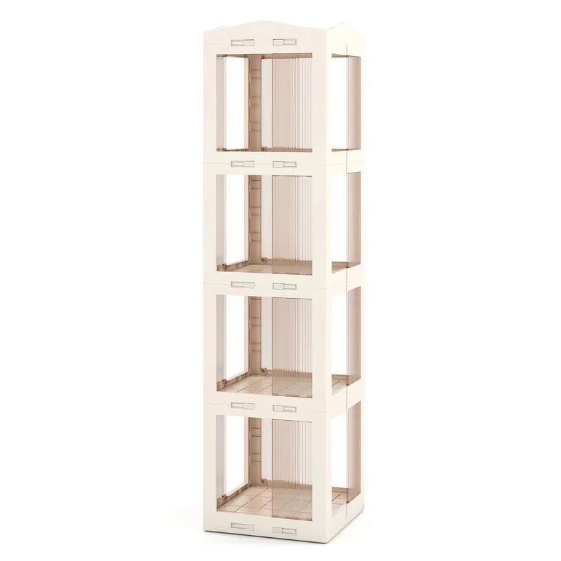 360° Spinning Bookcase w/ Swivel Base, 4-Tier Revolving Bookshelf