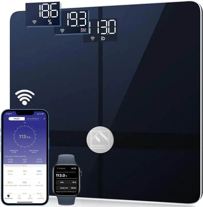 Wi Fi Scale for Body Weight, Smart Scale with BMI, Body Fat, Muscle Mass, Digital, Bluetooth, Bathroom,13