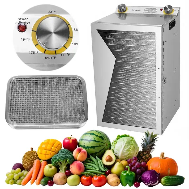 Fruit and Meat Dehydrator with 18 Stainless Steel Trays Stainless Steel Dehydrator Machine