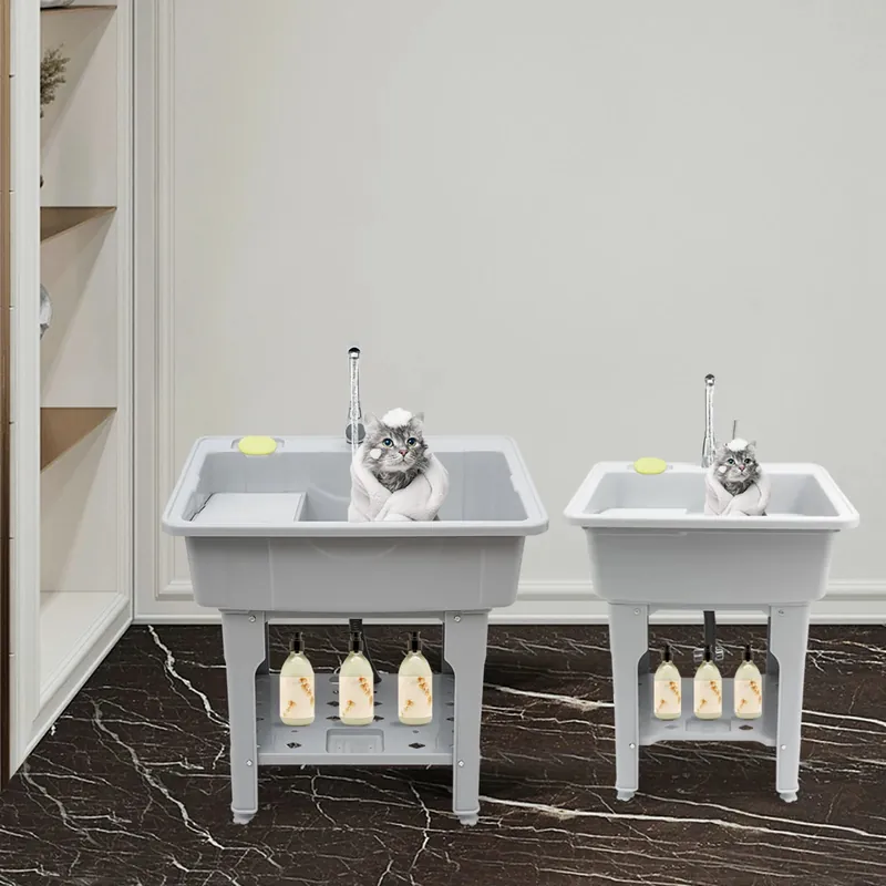 Freestanding Laundry Sink with Storage Shelf Multifunctional Utility Sink for Pet Bath