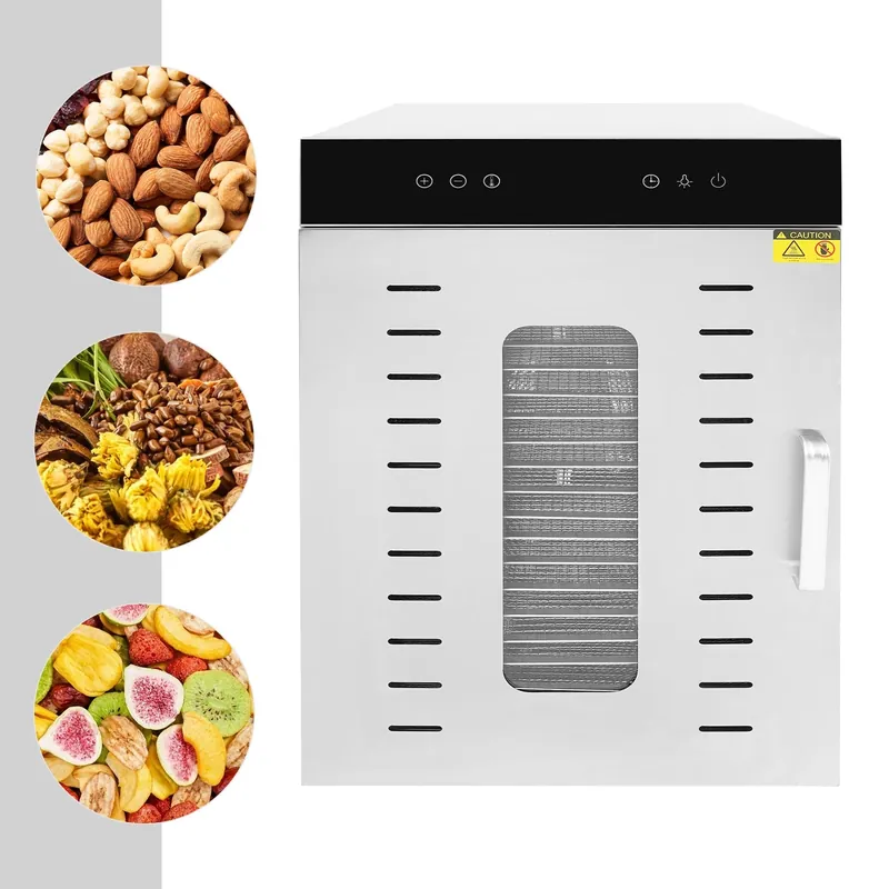 20-Trays Stainless Steel Food Dryer,110V Silver Rectangular Food Dehydrator 46*40*60cm