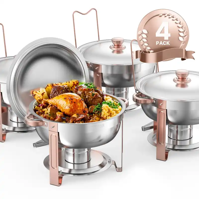 SucceBuy 5 Qt 2 4 Pack Chafing Dish Buffet Set Stainless Steel Chafer with 4 Full Size Pans