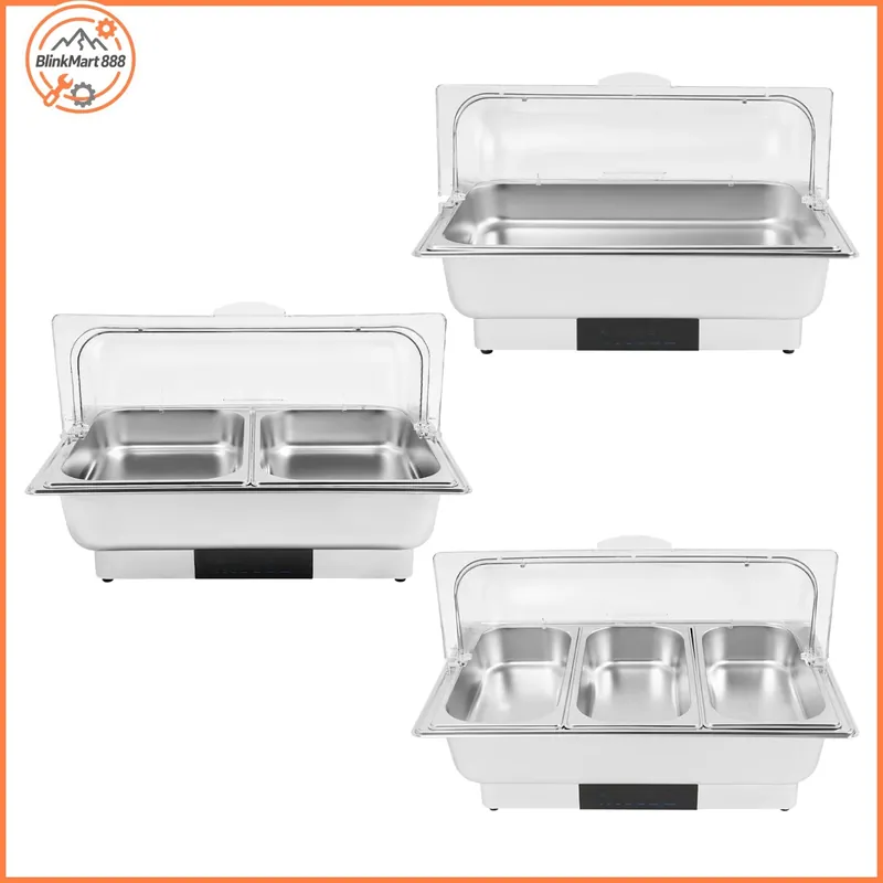 Electric Heating 9L Chafing Dish Buffet Chafer Touch Control Stainless Steel Catering Warmer Server