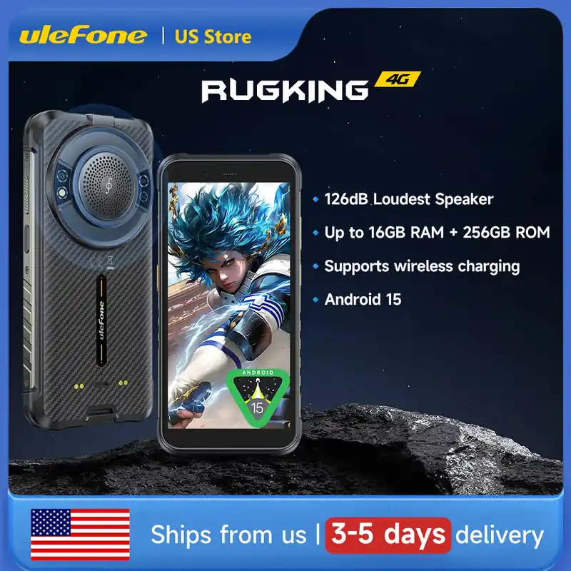 Ulefone RugKing 4G Rugged Phone Android 15 Up to 16GB+256GB Waterproof
