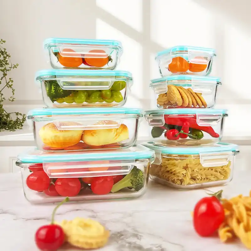 8pcs Glass Food Storage Containers Set Lunch Box Leakproof Airtight Microwave & Oven