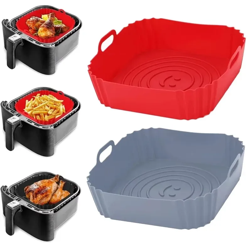 1PC Reusable Airfryer Pan Liner Accessories Silicone Air Fryers Oven Baking Tray Pizza