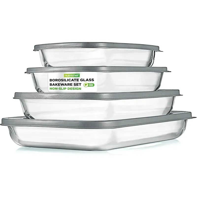 Glass Baking Dish Set with Lids for Oven - 8-Piece Casserole Dishes, BPA-Free