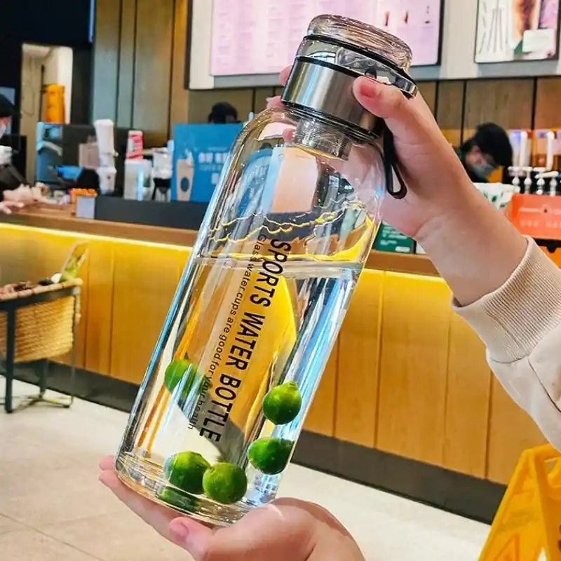 Large Capacity Glass Water Bottle Transparent Milk Juice Cup for Tour Outdoor Sports