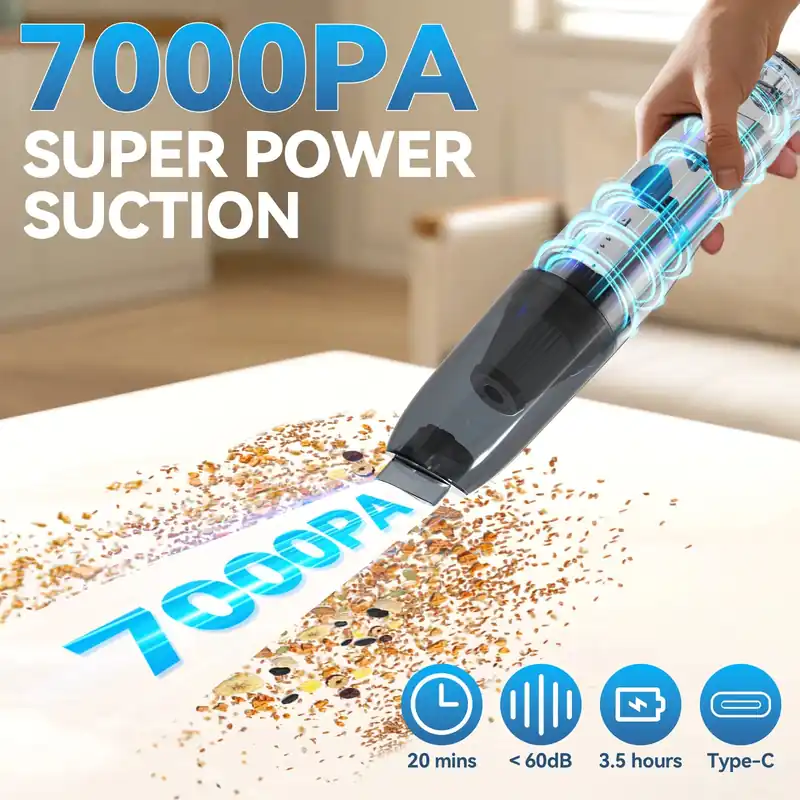 INSE H2 Car Cordless Vacuum with High-Speed Brush Motor Fast Charging