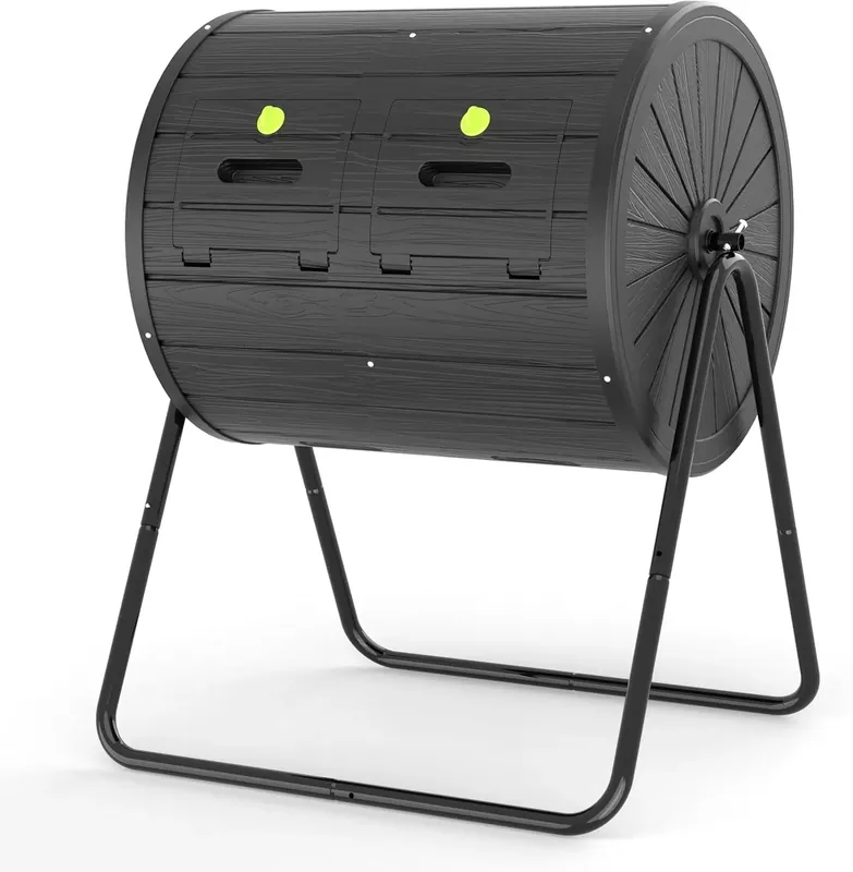 Compost Bin Outdoor 37.5 Gallon All-Season Dual Chamber Tumbling for Garden