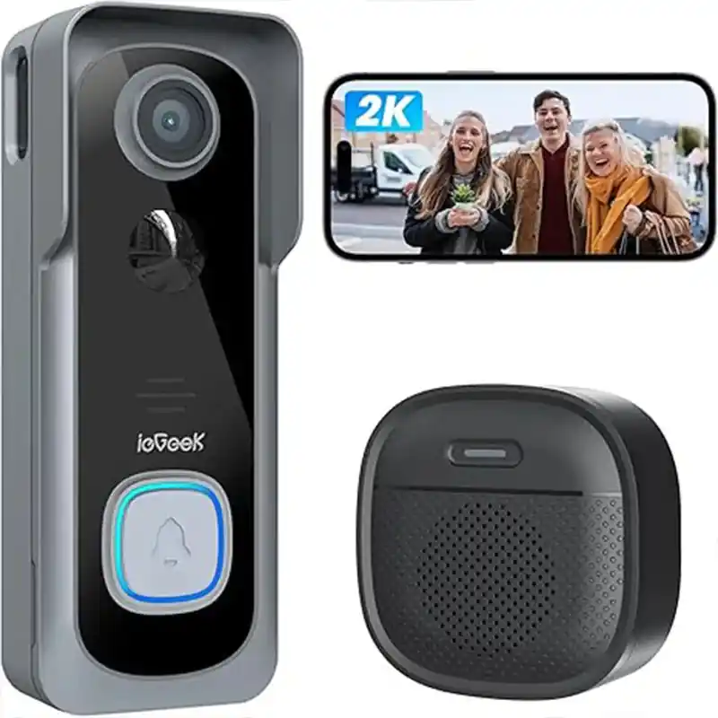 ieGeek 2K Doorbell Camera Wireless -Video Doorbell with Chime Ringer, Smart Wifi Doorbell
