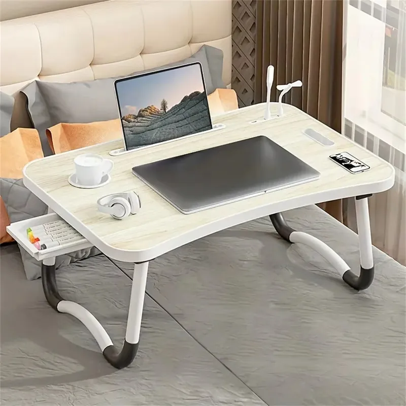 Portable Foldable Laptop Table Bed Desk,Lap Desk Tray Table with USB Ports