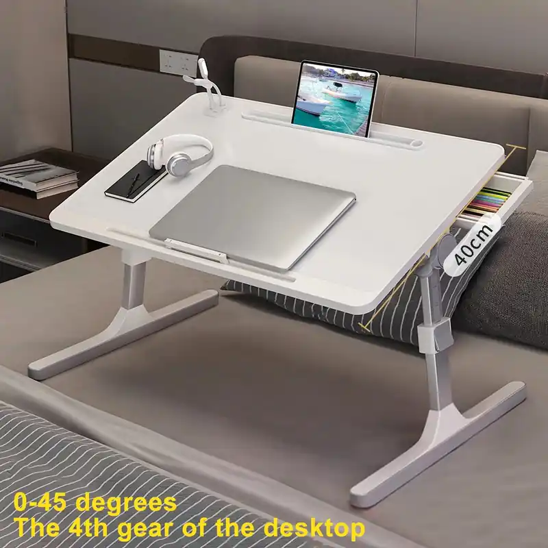 Height Angle Adjustable Laptop Bed Stand, Portable Lap Desk with Foldable Legs, Foldable Lap Tablet Table for Sofa Couch