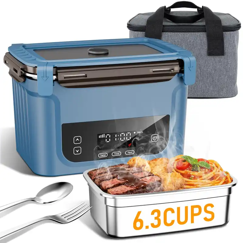 GALOKEO 2026 Upgraded Cordless Electric Lunch Box for Adults, XL 6.3-Cup Rechargeable Heated Lunch Box with 20,800mAh, Self-heating Food Warmer for Construction, Travel & Office
