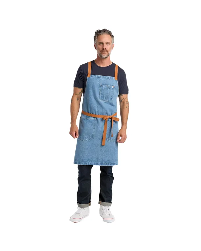 hedley & bennett Crossback Apron - Crossback Chef Apron with Pockets - 100% Cotton Denim, 8oz - Cedar Blue