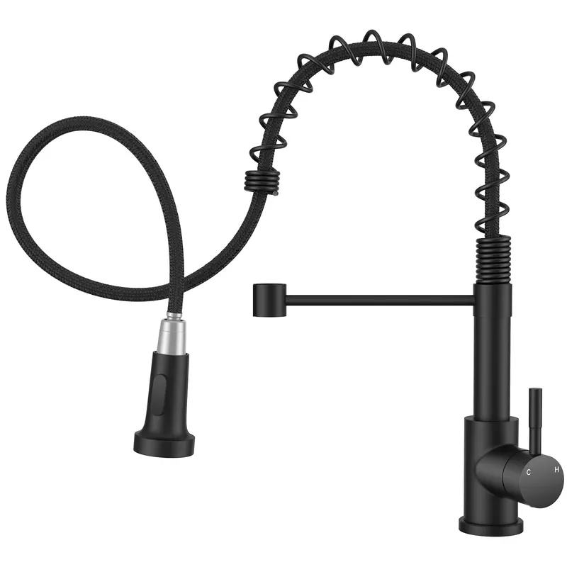 Hiqufet Kitchen Faucet with Pull Down Sprayer, High Arc Single Handle Kitchen Sink Faucet for Pot Filler, Single Hole Single Handle Stainless Steel Bar Sink Faucets