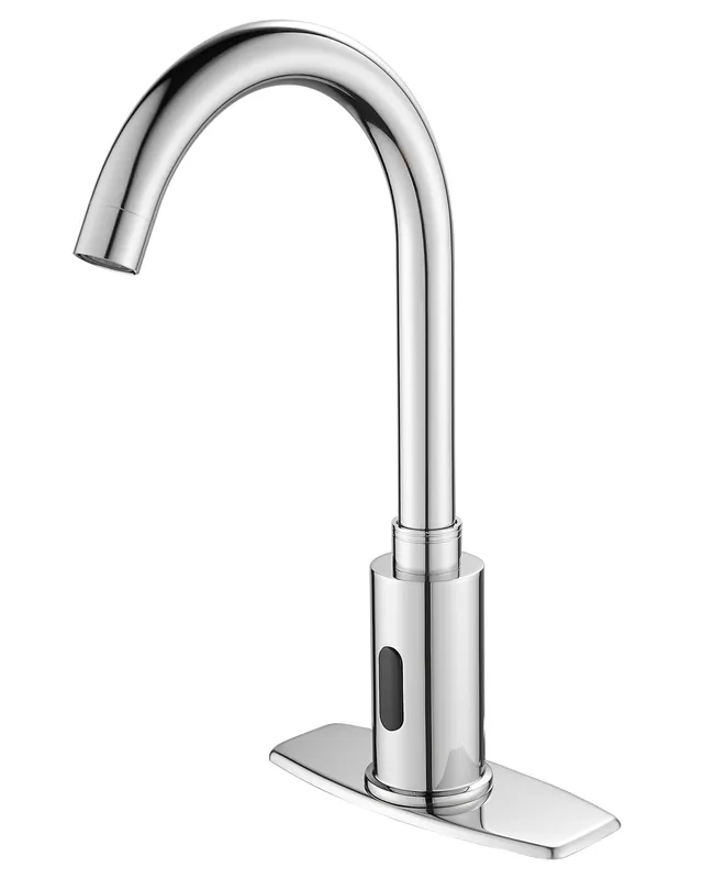 AOLIHAN Touchless Bathroom and Kitchen Sink Faucet Commercial Public Automatic Motion Sensor Faucet with Deck Plate and Temperature Mixer,Battery or Plug-in Powered,1 Hole or 3 Hole,Chrome