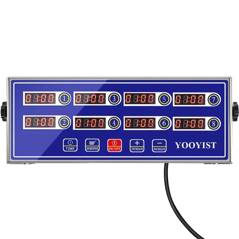 YOOYIST Professional Commercial 8 Channel Multiple Kitchen Timers Digital Calculagraph Programmable Loud for Restaurant Food Fryer Baking Cooking Stainless Steel Heavy Duty.