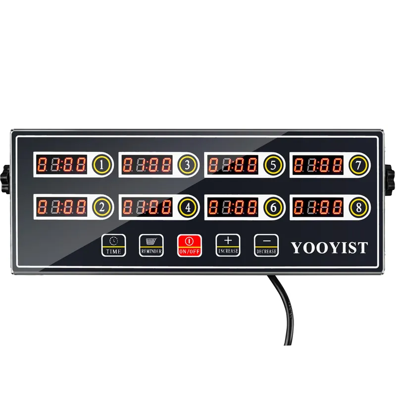 YOOYIST Kitchen Timers for Cooking – 8 Channel Commercial Kitchen Timer Restaurant Kitchen Supplies – Stainless Steel LED Technology Kitchen Timer Digital – Reminder Function, Loud Alarm, Grey