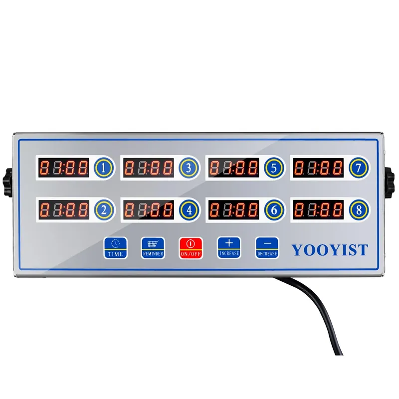 YOOYIST Kitchen Timers for Cooking – 8 Channel Commercial Kitchen Timer Restaurant Kitchen Supplies – Stainless Steel LED Technology Kitchen Timer Digital – Reminder Function, Loud Alarm, Silver