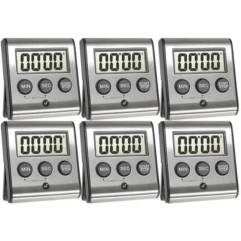 Elegant Digital Kitchen Timer - Stainless Steel Model eT-23, Super Strong Magnetic Back, Loud Alarm, Large Display, Auto Memory, Auto Shut-Off by eTradewinds