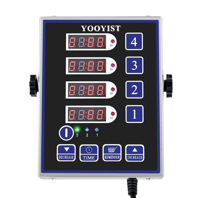 YOOYIST Kitchen Timers for Cooking – 4 Channel Commercial Kitchen Timer Restaurant Kitchen Supplies – Stainless Steel LED Technology Kitchen Timer Digital – Reminder Function, Loud Alarm, Black