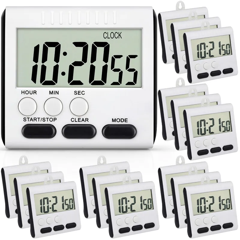 Xuhal 15 Pack 24 Hours Kitchen Timer with Alarm Magnetic Digital Clock Loud Alarm, Big Screen and Strong Magnet Manual Switching Count up or Down and Memory Function for Baking Sports Office Study