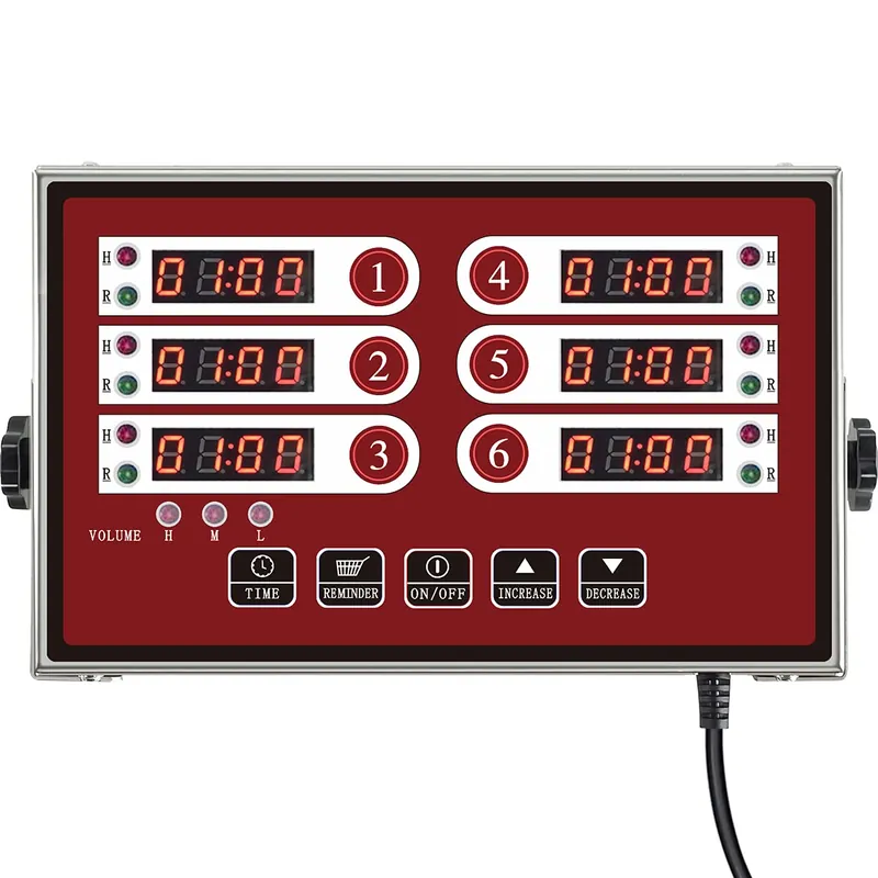 YOOYIST Kitchen Timers for Cooking – 6 Channel Commercial Kitchen Timer Restaurant Kitchen Supplies – Stainless Steel LED Technology Kitchen Timer Digital – Reminder Function, Loud Alarm, Red