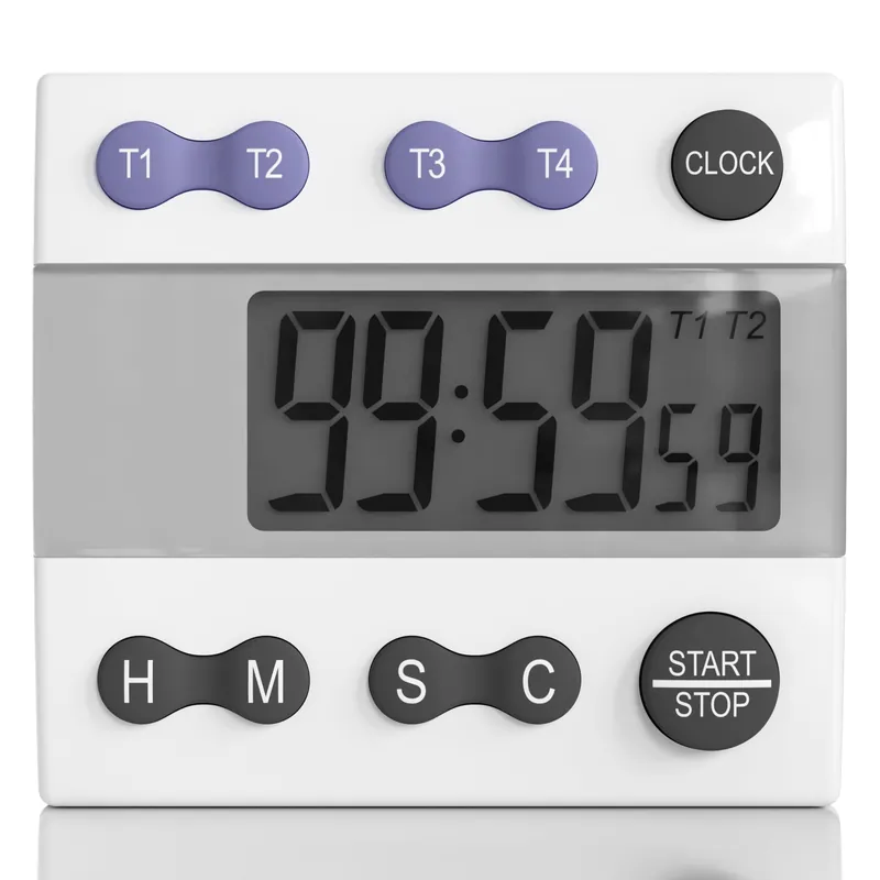 Sper Scientific Portable Digital Kitchen Timer 810015 for Cooking and Baking with Loud Alarm, 4 Channel Timer, Large Display Digital Lab and Cooking Timer, Classroom Timer for Teachers and Students