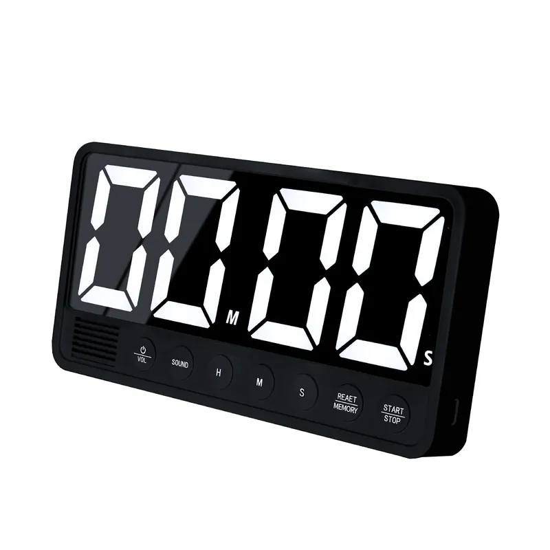 FCXJTU Digital Kitchen Timer - 7.1” Extra Large Display LED Magnetic Rechargeable Countdown/Up Timer, w/6 Alarms 4 Levels Volume Memory Function for Cooking, Classroom, Office, Home Gym(Black)