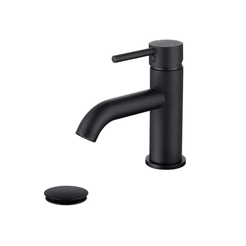 JAKARDA Single Handle Black Bathroom Faucet with Metal Drain Assembly and Escutcheon, Matte Black (Matte Black-JO1)