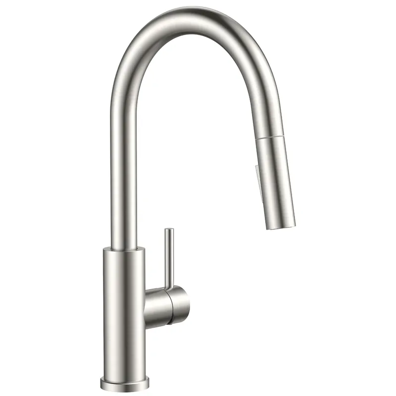 FORIOUS Kitchen Faucets with Pull Down Sprayer, Brushed Nickel Classic Single Handle Stainless Steel High Arc Faucet for Kitchen Sink, 1 Hole with Deck Plate Sink Faucet for Bar RV Farmhouse Laundry