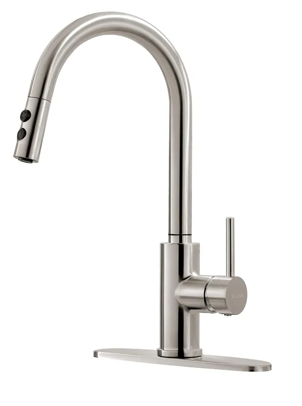 RULIA Kitchen Faucet, Kitchen Sink Faucet, Sink Faucet, Pull-Down Kitchen Faucets, Bar Kitchen Faucet, Brushed Nickel, Metal Spray Head, RB1018