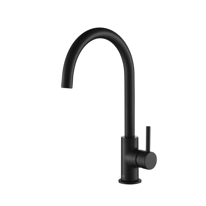 KIBI KKF2001 Lowa Single Handle Bar Sink Faucet with 360 Degree Swivel Spout High Arc Single Hole Kitchen Faucet in Matte Black Finish Rust and Corrosion Resistant