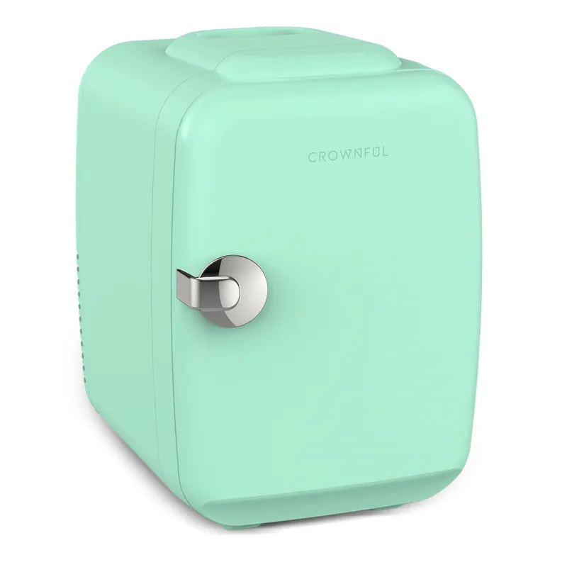 CROWNFUL Mini Fridge, 4 Liter/6 Can Portable Cooler and Warmer Personal Refrigerator for Skin Care, Cosmetics, Beverage, Food,Great for Bedroom, Office, Car, Dorm, ETL Listed (Green)