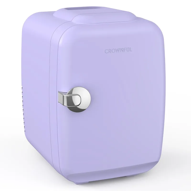 CROWNFUL Mini Fridge, 4 Liter/6 Can Portable Cooler and Warmer Personal Refrigerator for Skin Care, Cosmetics, Beverage, Food,Great for Bedroom, Office, Car, Dorm(Purple)