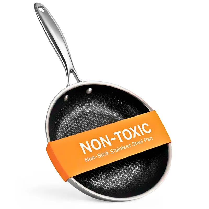 Ziruma Non-Toxic Frying Pan, Non Stick 9.5" Fully Clad for Fast & Even Heat, PFOA-Free, Premium 304 Stainless Steel Handle, Induction Compatible, Oven Safe to 500ยฐF