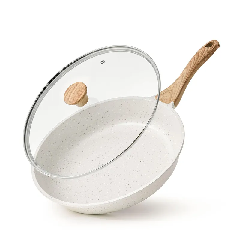 SENSARTE Nonstick Ceramic Frying Pan with Lid 8/9.5/10/11/12.5 Inch Omelet Pan Skillet, Free of Intentionally Added PFAS/PTFE Non-toxic Chef‘s Pan Induction Compatible Pan, Heat Resistant Handle