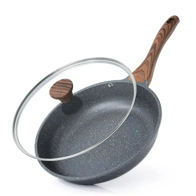 SENSARTE Nonstick Frying Pan Skillet with Lid, Omelet Pan with Cover, Healthy Egg Pan Chef‘s Pan, Kitchen Cooking Pan, PFOA Free (8inch + Glass Lid)