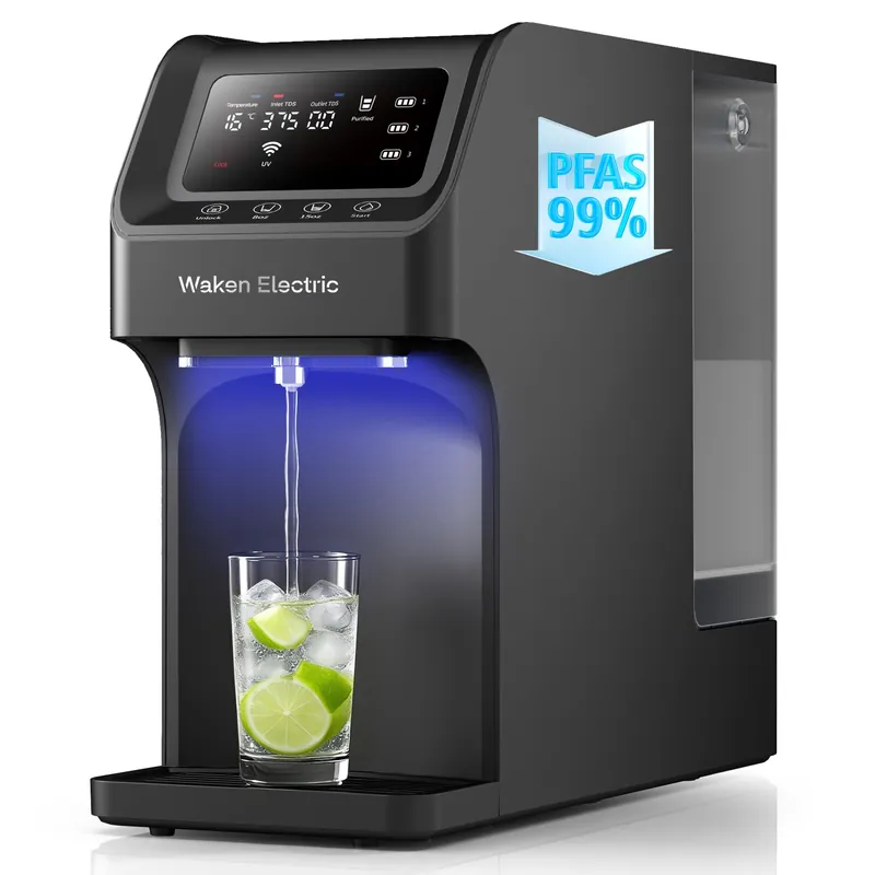 Waken Electric Reverse Osmosis Water Filter Countertop, UV Water Filtration System, 8-Stage RO Filtration Real Time TDS Display, BPA Free, PFAS, Lead & TDS Reduction (Obsidian Black)