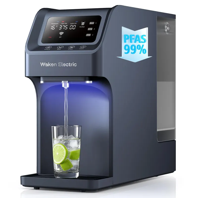 Waken Electric Reverse Osmosis Water Filter Countertop, UV Water Filtration System, 8-Stage RO Filtration Real Time TDS Display, BPA Free, PFAS, Lead & TDS Reduction (Sapphire Blue)