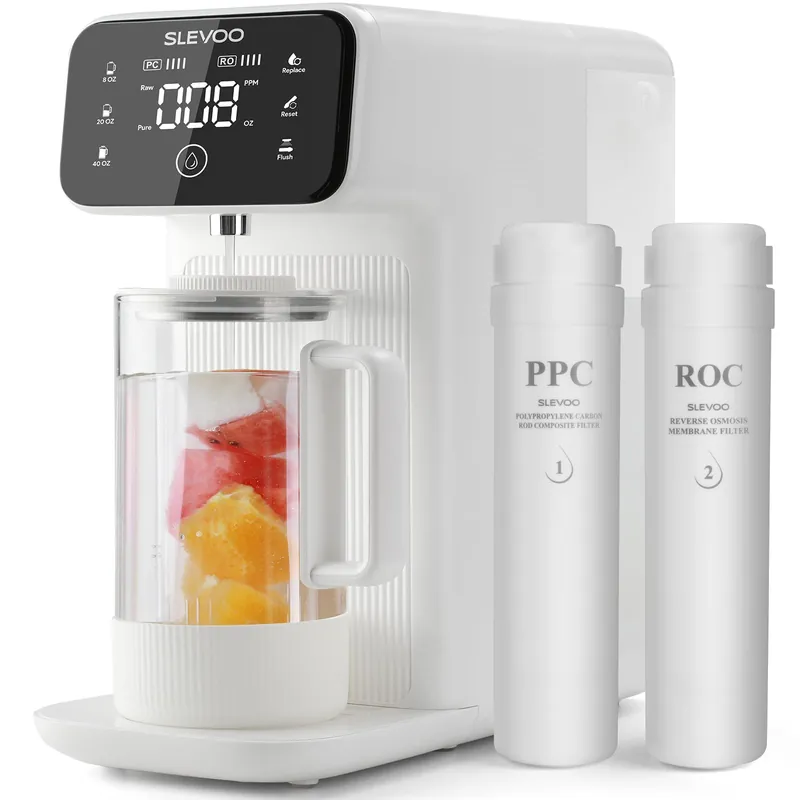 Reverse Osmosis Water Filter Countertop, 6 Stage Ro Water Filtration System with Remineralization Glass Pitcher, 4 1 Pure to Drain, TDS Real-Time Displaying, 4L Capacity Tank for Home Office