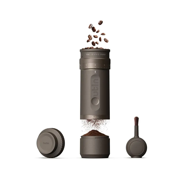 OutIn Fino Portable Electric Coffee Grinder,Adjustable Coffee Bean Grinder with 28 Precise Grind Setting,One-Button Burr Coffee Grinder with Fast‑Charge Battery, Auto‑Stop & Clog‑Protection