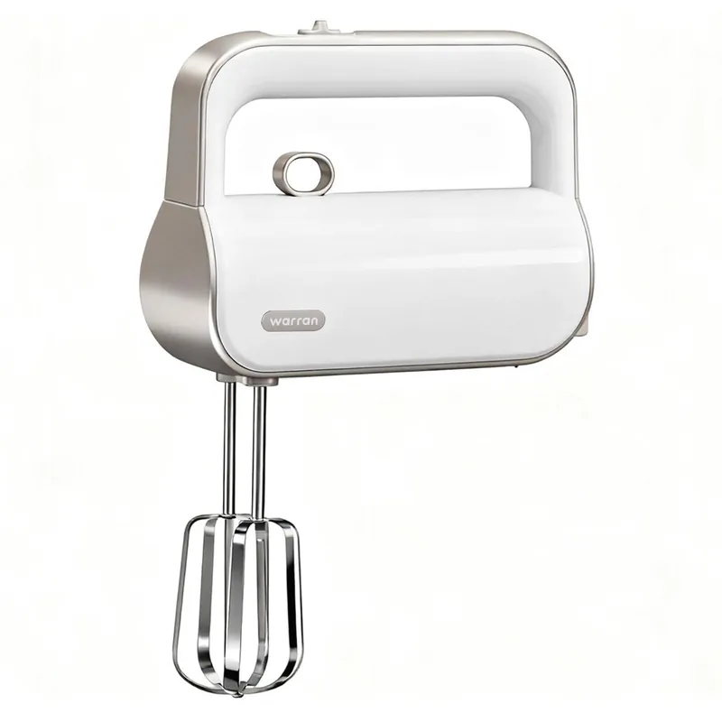 warran Master 4-in-1 Electric Hand Mixer with Turbo Boost, Stainless Steel Whisk, Beaters, Dough Hooks & Milk Frother, Lightweight Handheld Mixer for Baking & Coffee, Champagne Gold